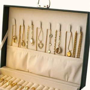 Boîte à bijoux compacte avec miroir intégré