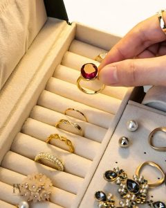 Vanity à bijoux en cuir synthétique de qualité
