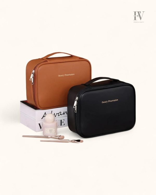 Vanity semi-rigide avec fermeture zip sécurisée