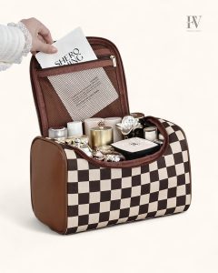 Vanity chic en cuir pour les accessoires de beauté
