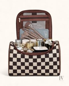 Vanity de voyage pratique en maroquinerie durable